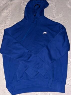 Nike Royal Blue Hooded Sweatshirt with White Logo